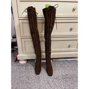 Jeffrey Campbell Olianna Lace Up Brown Suede 7 1/2